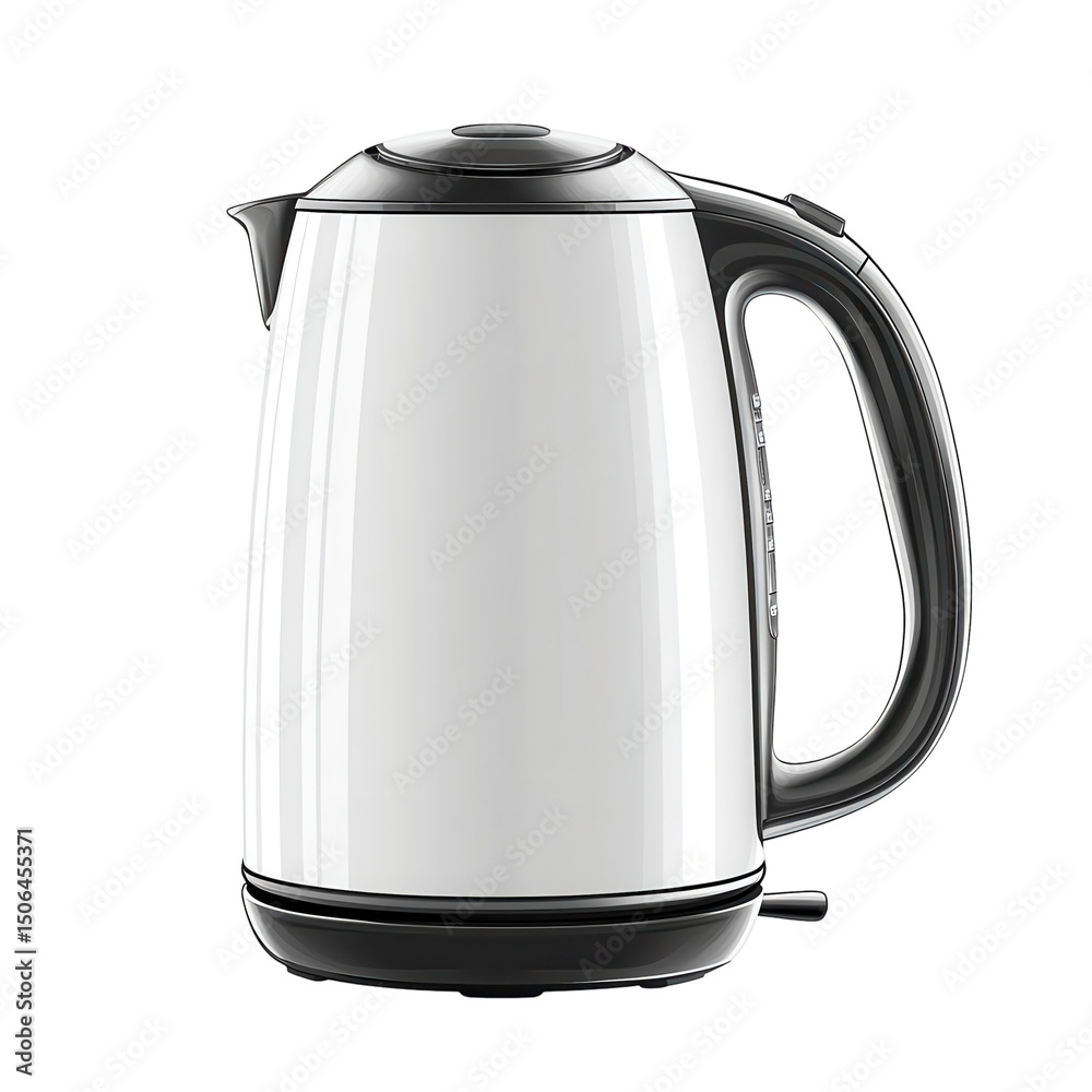 Fototapeta premium An elegant white electric kettle ready to brew a warm beverage for cozy on transparent background