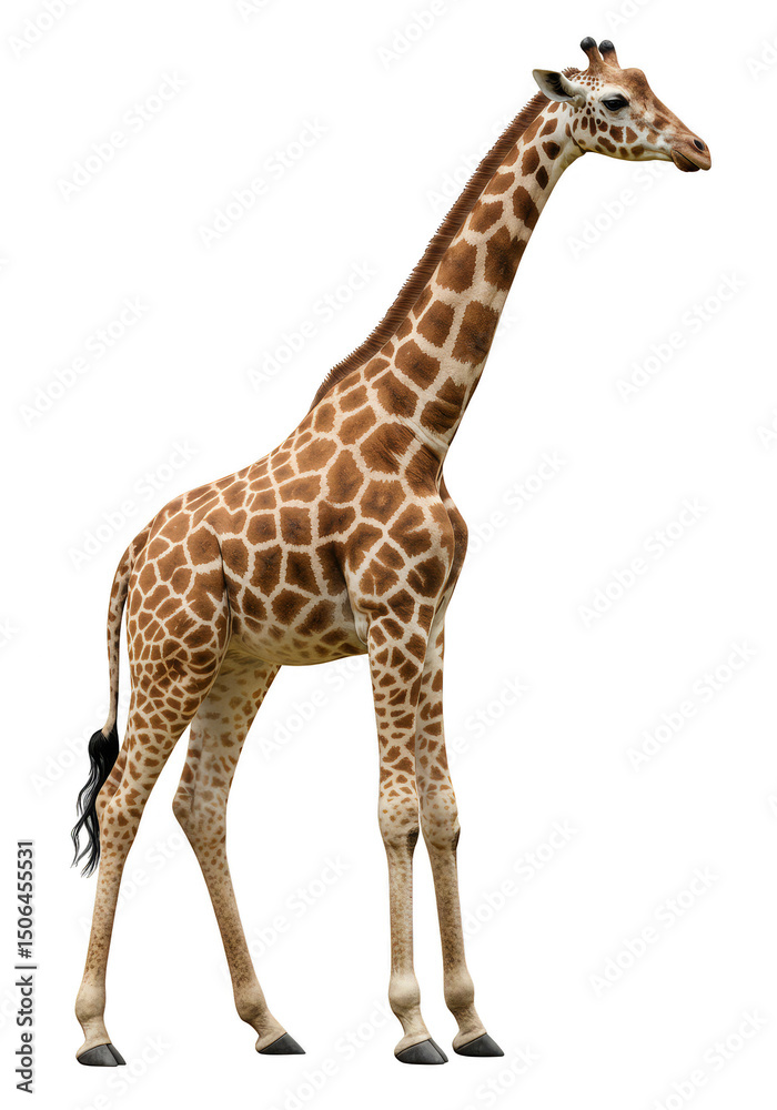Fototapeta premium Isolated Giraffe Wildlife Tall Neck African Safari Animal Nature