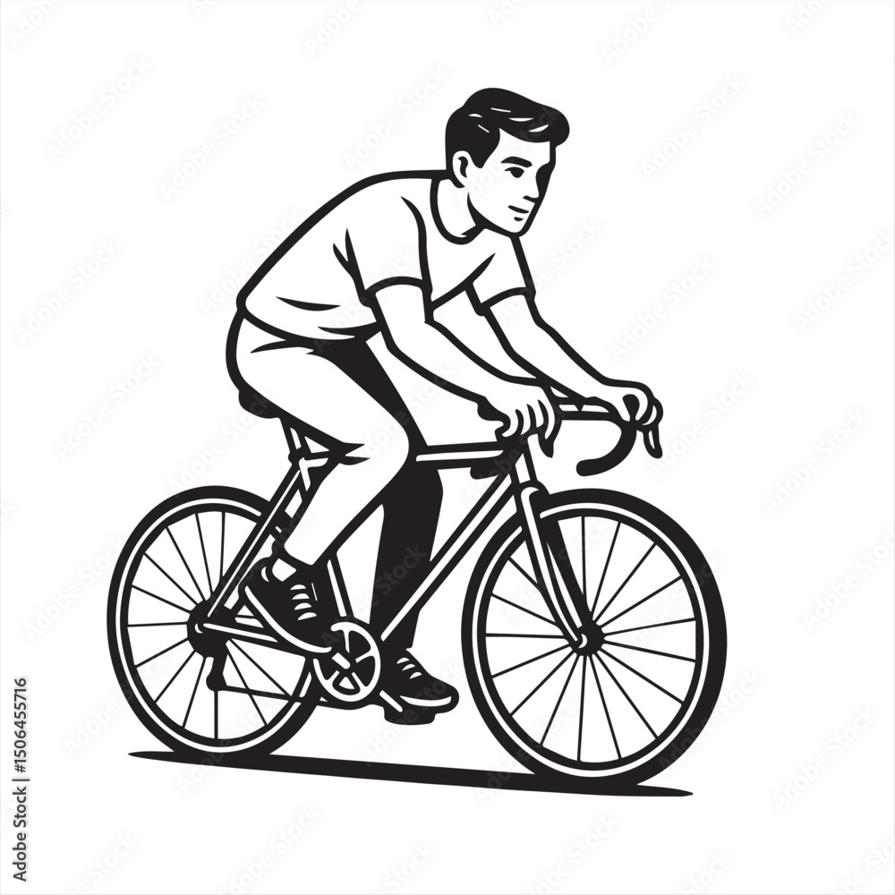 Naklejka premium man riding a bike
