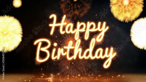 Happy Birthday, written with golden sparkler light.
