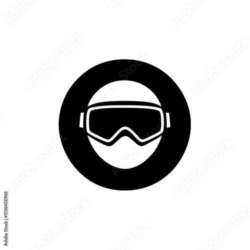 Snow goggles with full face mask icon vector for snowboarding and winter sports gear