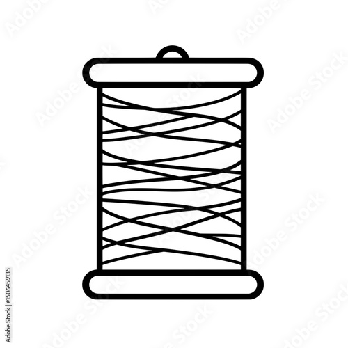 Large spool of thread vector icon for sewing, tailoring, and fashion production illustrations