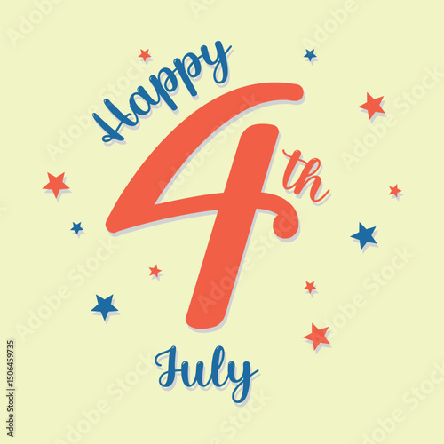 colorful typography American Independence Day happy 4th July card vector template background
