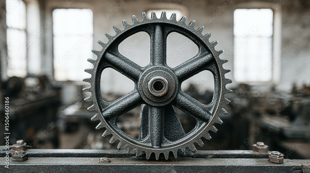 Fototapeta premium Close-up of a large, intricate gear mechanism.