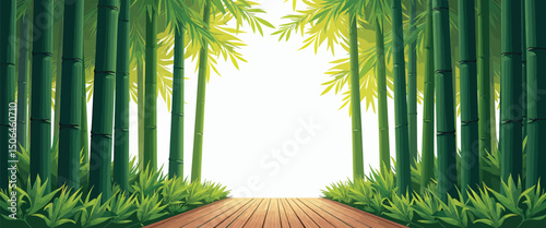 Bamboo forest pathway vector simple 3d smooth isolated on white background