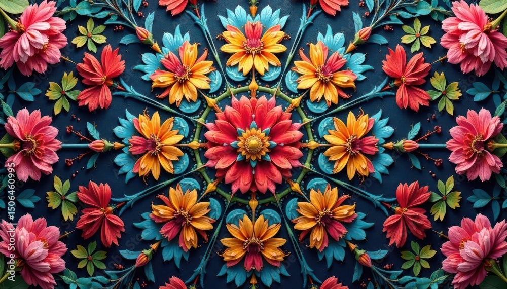 Intricate floral motif within a hexagonal grid , elegance, ornate, flower Intricate floral motif within a hexagonal grid , elegance, ornate, flower