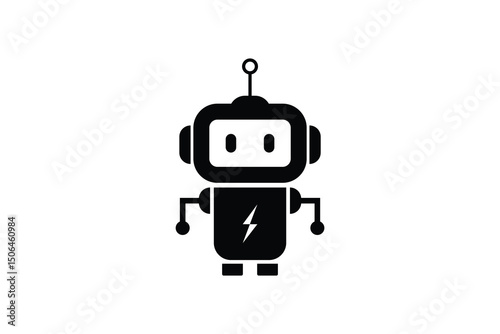 robot logo design. robot logo icon vector illustration silhouette