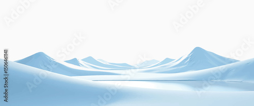 Frozen tundra landscape vector simple 3d smooth isolated on white background