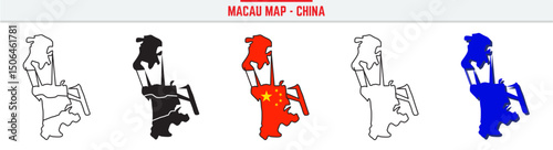Macau Map Outline with China Inset – 3D Macau Map Outline and Filled Vector Design