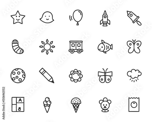 Vector icon set for food and medical symbols