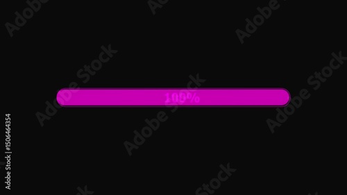 Processing bar with loading animation on a transparent alpha background. processing from 0 to 5/10/15/20/25/30/50/60/90/100 transfer on black background.