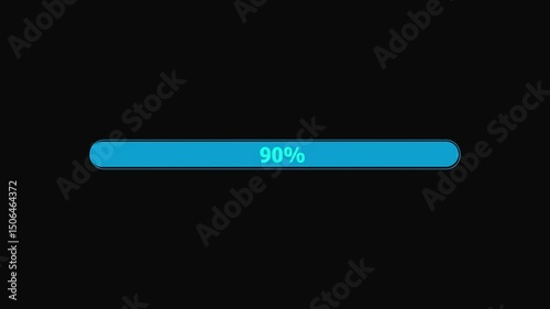 Processing bar with loading animation on a transparent alpha background. processing from 0 to 5/10/15/20/25/30/50/60/90/100 transfer on black background.