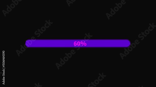 Processing bar with loading animation on a transparent alpha background. processing from 0 to 5/10/15/20/25/30/50/60/90/100 transfer on black background.