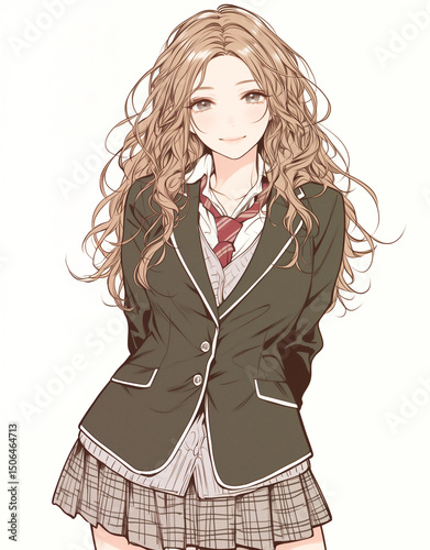 少女漫画風女子高生イラスト