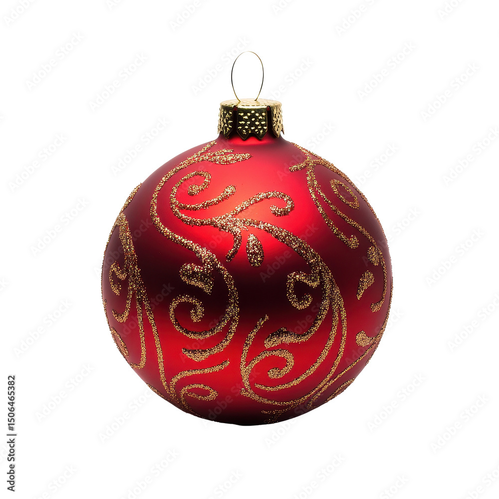 Red Christmas ball with golden embellishments on a Transparent background, Red Christmas Ball Isolated, PNG background Red Christmas ball with golden embellishments on a Transparent background, Red Christmas Ball Isolated, PNG background