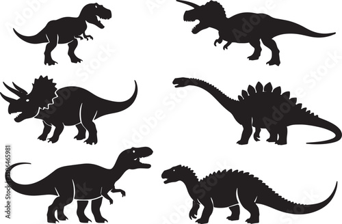 Dinosaur Silhouette Vector Set | Prehistoric Animal