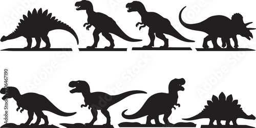 Dinosaur Silhouette Vector Set | Prehistoric Animal