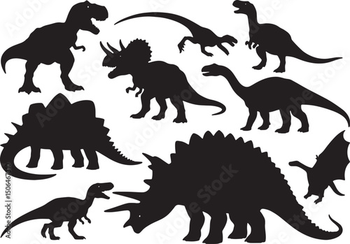 Dinosaur Silhouette Vector Set | Prehistoric Animal