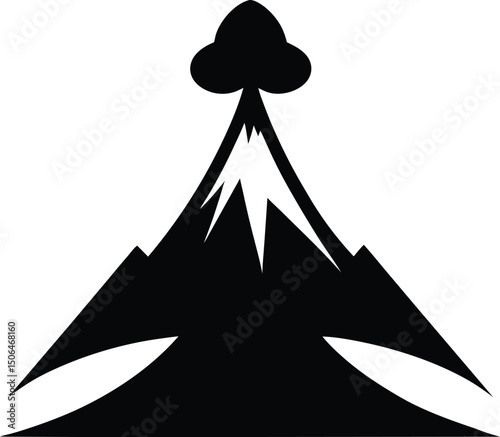 Volcano mountain travel vector illustration, a symbolic design of nature's majestic art