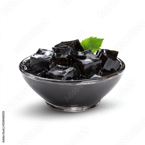 Matcha bubble tea with sweet red bean topping, isolated on a white background for clean presentation.