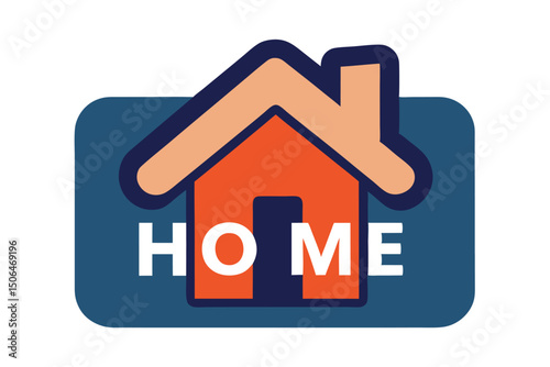 Stylized Home Icon with Rounded Edges and Bold Colors Illustration