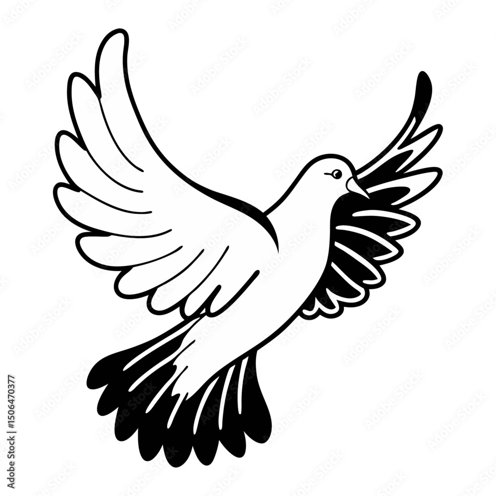 Fototapeta premium Dove with Wings Spread Vector Illustration