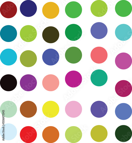 Chromatic Spectrum: An abstract visual arrangement of vividly colored circles creating a dynamic and aesthetically pleasing composition.