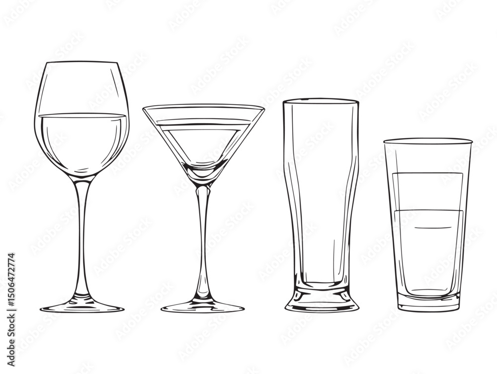 Obraz premium Glass line art drawing clean outline abstract style