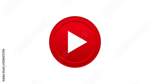 Play button red color isolated on white background
