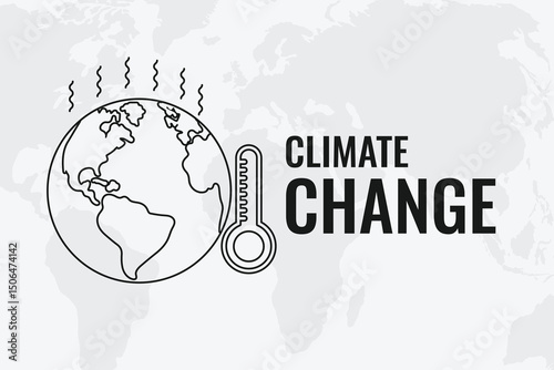 Monochrome design of Earth Climate Change, emphasizing environmental urgency.
