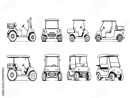Golf cart line artwork minimal style vector illustration