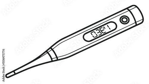 Digital medical thermometer for fever and health temperature measurement isolated on white