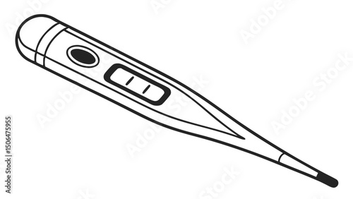 Digital medical thermometer for temperature measurement of fever and illness isolated on white background