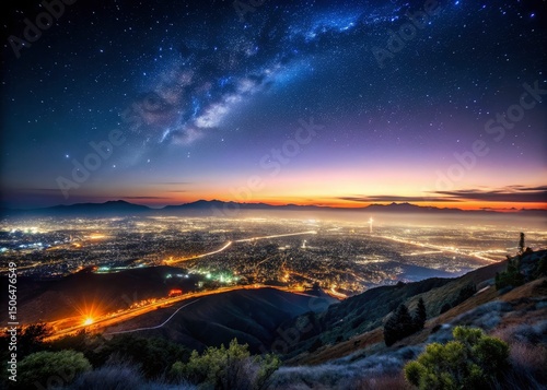 Panoramic Night Photography Mt Diablo Summit: San Joaquin River, Pittsburg, Antioch, Wind Turbines