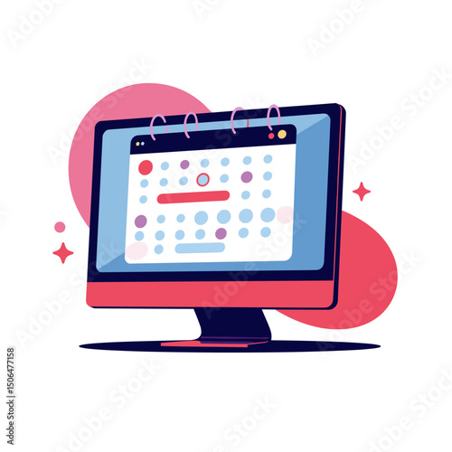 Vibrant digital calendar on screen, enhancing modern productivity