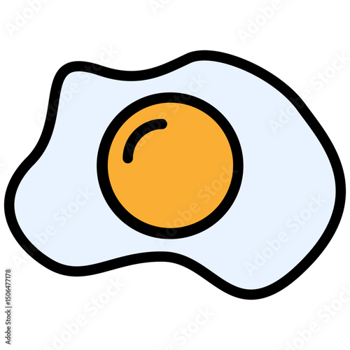 Fried Egg Icon, Outline Flat Design Style Icon, Restaurant Element Icon Collection