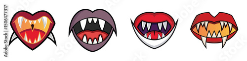 Vampire Fangs Flat Style Illustration Vector Illustration

