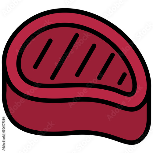 Meat Icon, Outline Flat Design Style Icon, Restaurant Element Icon Collection