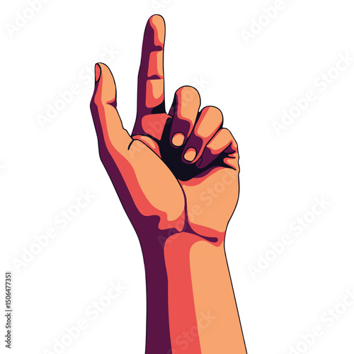Virtual hand raise icon in pop art style, modern connection