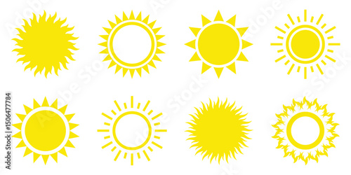 Set of sun icon vector illustration isolated on white background. EPS 10