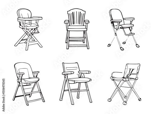 high chair line art modern style outline graphic element