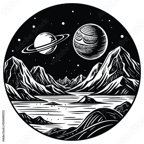 planet earth with moon