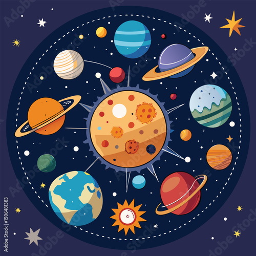 vector illustration of the moon and stars