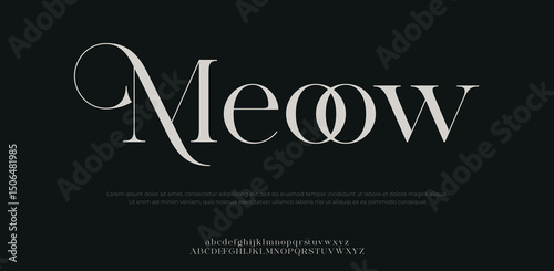 Meoow modern minimal abstract alphabet fonts. Typography technology, electronic, movie, digital, music, future, logo creative font. vector illustration 