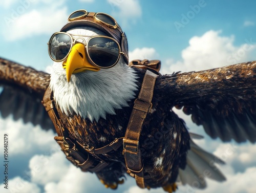 Bald eagle pilot flying