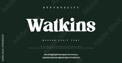 Watkins modern minimal logo alphabet font. Typography abstract sans serif technology, electronic, movie, future, creative logos fonts. vector illustration 
