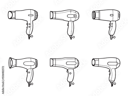 Professional hairdryer line art design for beauty product