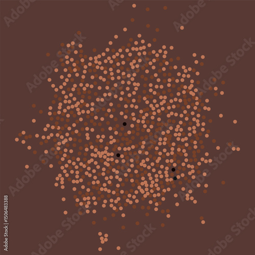 Abstract circle created from brown stipple dots. Brown dotted particles background. Ideal for festive and artistic designs, the sparkling dots form a visually stunning and eye-catching composition.