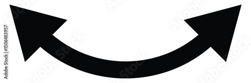 Curved double ended semicircular arrow. Double ended and dual arrow. Semicircular curved thin long double ended arrow. Vector illustration. EPS 10
