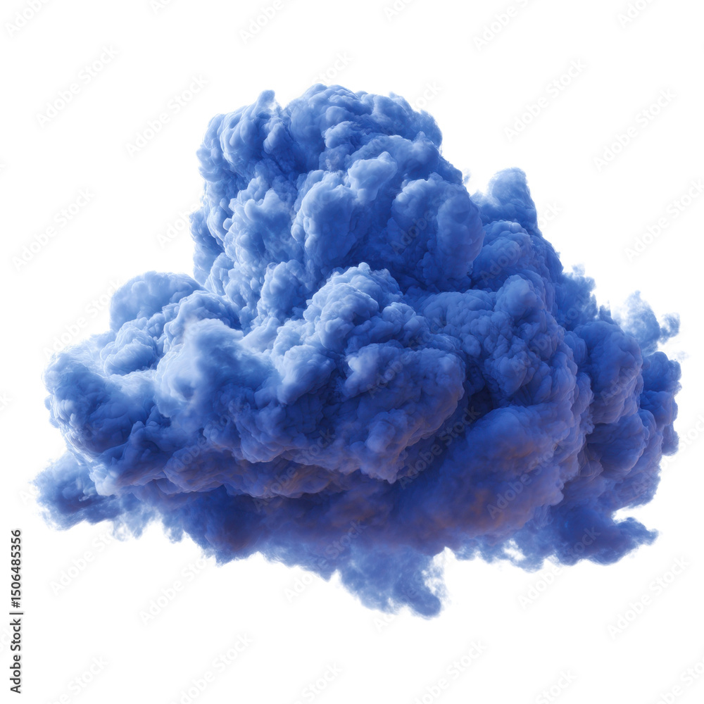 Ethereal Blue Smoke Cloud on Black Background on white background Ethereal Blue Smoke Cloud on Black Background on white background